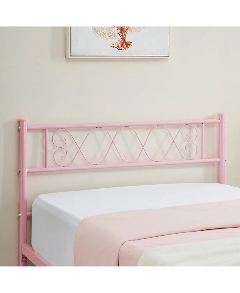 gaomon Metal Platform Bed Frame, Sweet Heart Headboard, Under Bed Storage, Girls/Boys Bedroom, No Box Spring