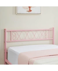 gaomon Metal Platform Bed Frame, Sweet Heart Headboard, Under Bed Storage, Girls/Boys Bedroom, No Box Spring