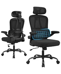 Rainsken Ergonomic Office Chair, Adjustable Swivel Desk Chair with Headrest and Lumbar Support, Computer Chair for Home Office