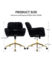Rainsken Faux Fur Home Office Chair, Adjustable Swivel Desk Chair