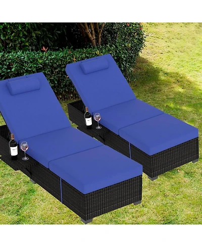 gaomon Outdoor Chaise Lounge Chairs Set of 2, Patio Reclining Chair with Cushion and Adjustable Backrest