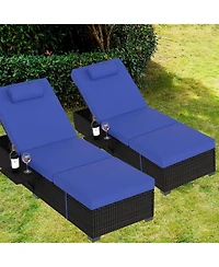 gaomon Outdoor Chaise Lounge Chairs Set of 2, Patio Reclining Chair with Cushion and Adjustable Backrest