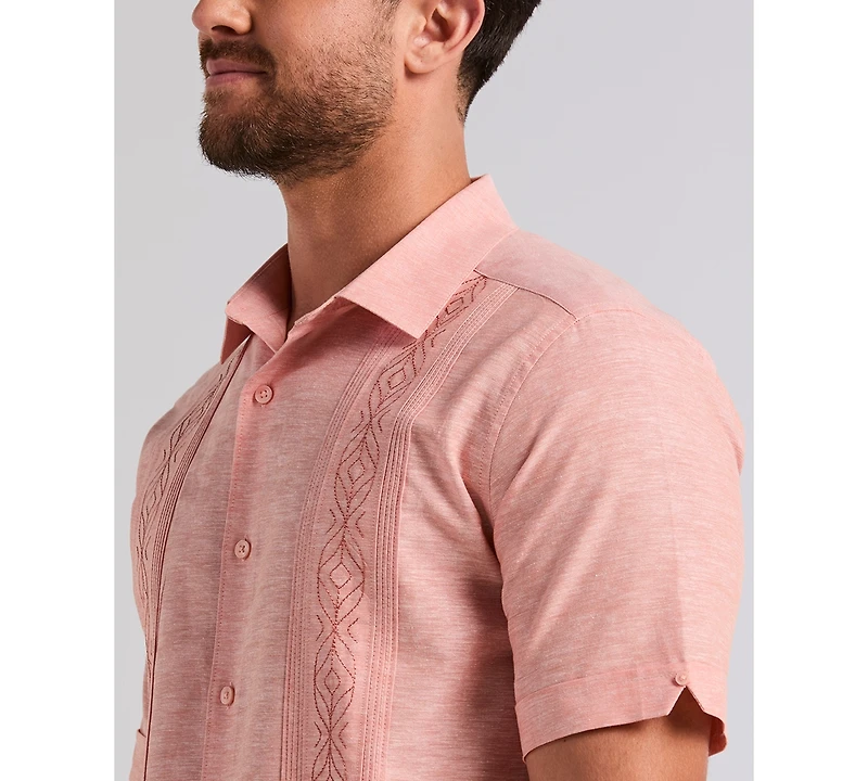 Cubavera Men's Embroidered Linen Blend Shirt