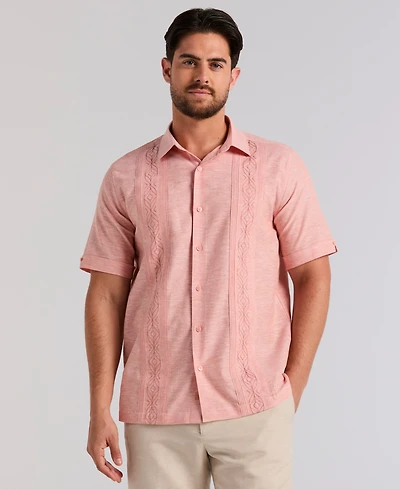Cubavera Men's Embroidered Linen Blend Shirt