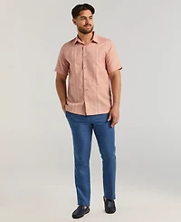 Cubavera Men's Short Sleeve Panel Button-Front Linen Camp Shirt