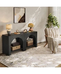 Tribesigns Side Table Set of 2, with Wooden Base, for living room bedroom