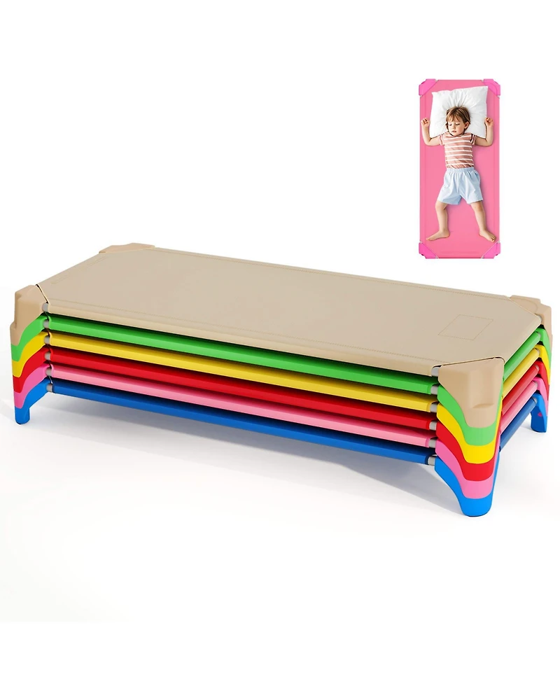Sugift Portable Stackable Daycare Cots Sleeping Beds Set for Kids