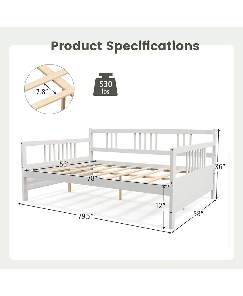 Sugift Wooden Daybed Frame with Guardrails
