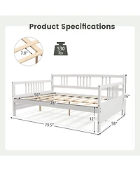 Sugift Wooden Daybed Frame with Guardrails