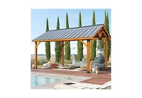 Aecojoy 14' x 12' Hard-Top Gazebo, Wooden Gazebo on Clearance, Outdoor Pergola