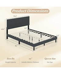 Sugift Upholstered Platform Bed Frame with Linen Fabric