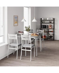 gaomon 2-Person Dining Table Set, Compact Kitchen Table with Upholstered Chairs, Great for Small Spaces, Light Oak, 4-Chair Version