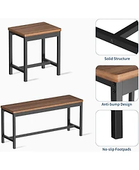 gaomon 63" Extendable Dining Table Set, Includes 2 Benches & 2 Stools, Modern Table for 8, Easy Assembly