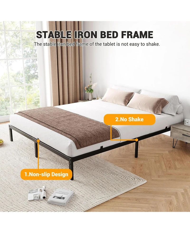 gaomon California King Metal Bed Frame, 6" Platform with Under Bed Storage, Heavy Duty, Easy Assembly, No Box Spring