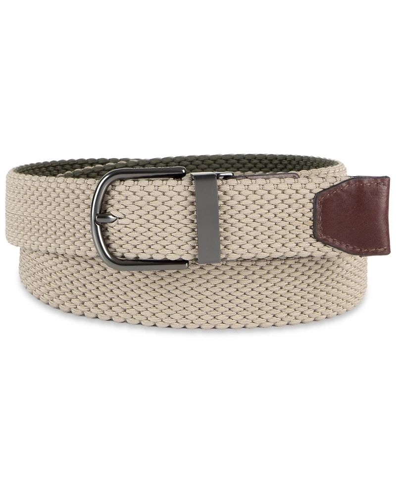 Cole Haan Men's Two-In-One Reversible Striped Stretch Web Belt