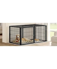 Aostirmotor 63.7" Large Dog Cage with Top, Indoor Pet Kennel for Medium Dogs and Puppies