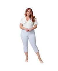 Unique Vintage Plus Size Short Sleeve Oversized Collar Blouse