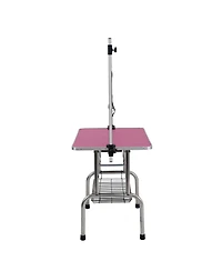 Aostirmotor 42 Folding Pet Grooming Table with Stainless Steel Frame and Adjustable Arm