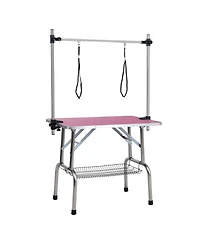 Aostirmotor 42 Folding Pet Grooming Table with Stainless Steel Frame and Adjustable Arm