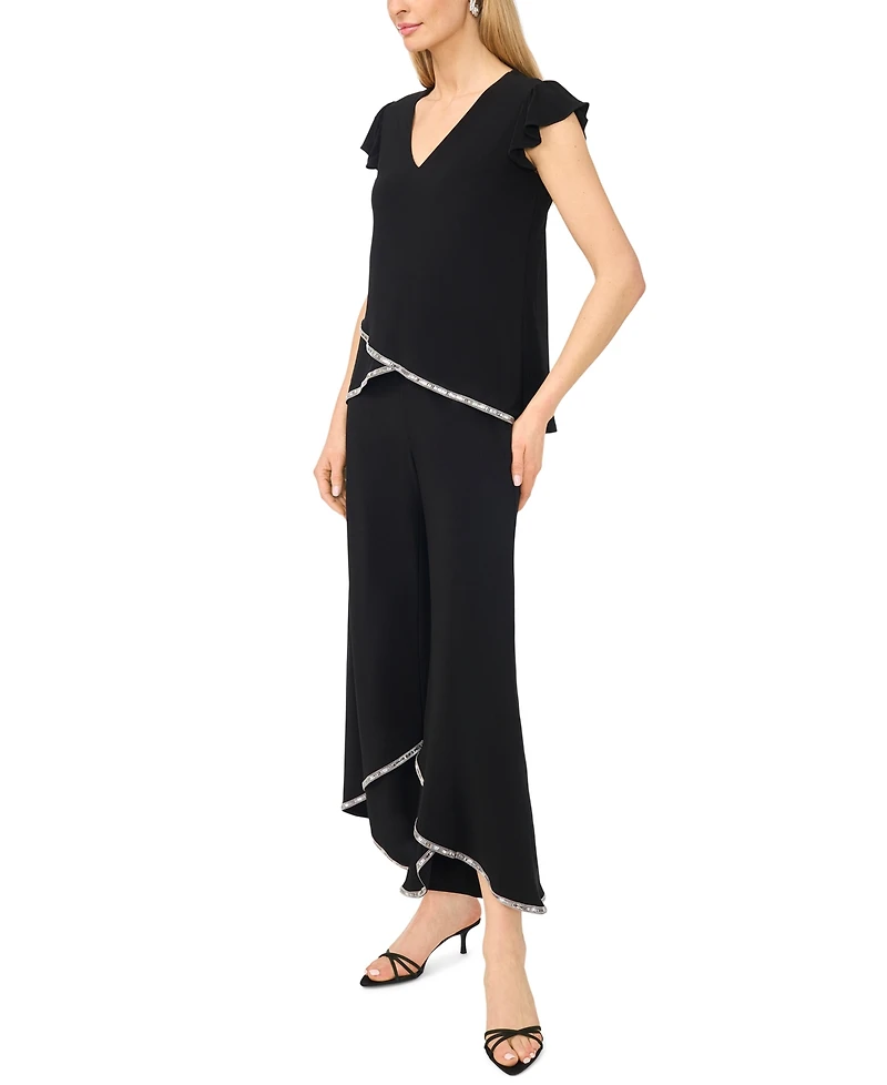 Msk Petite Rhinestone Detail Pull-On Pants