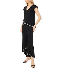 Msk Petite Rhinestone Detail Pull-On Pants