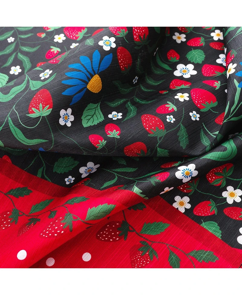 Rt Designers Collection Polyester Cucina Strawberry Fields Kitchen Curtains Valance and Tiers Set 52" x 18" Muticolor