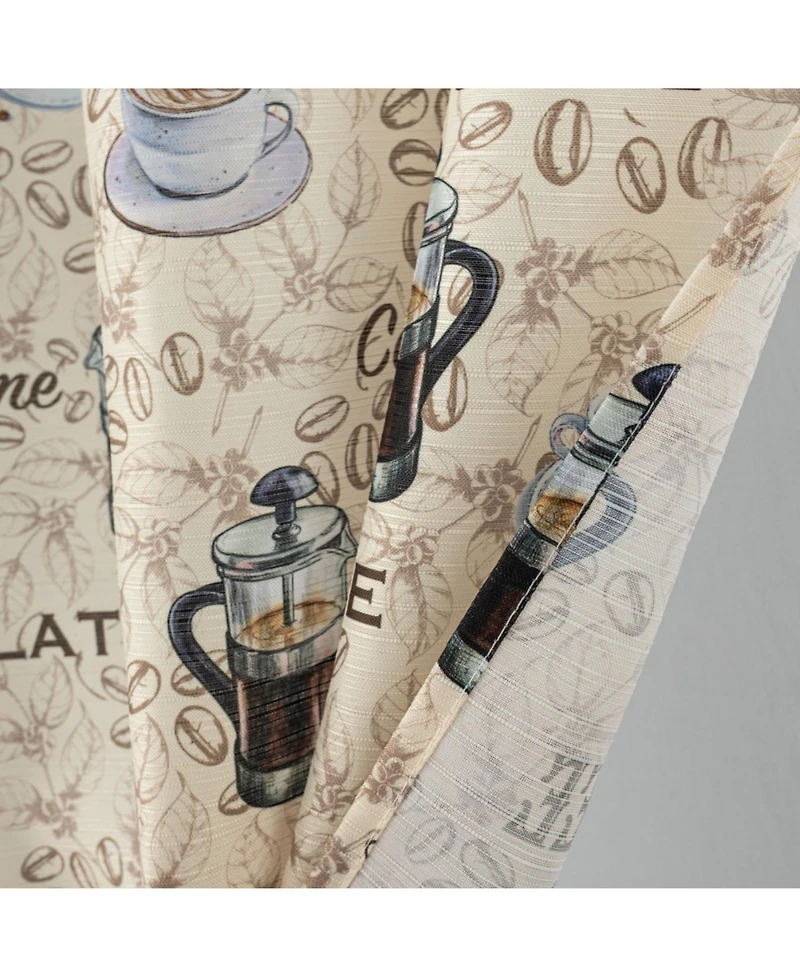 Rt Designers Collection Polyester Cucina Latte Slub 3 Piece Kitchen Curtains Valance and Tiers Set 52" x 18" Muticolor