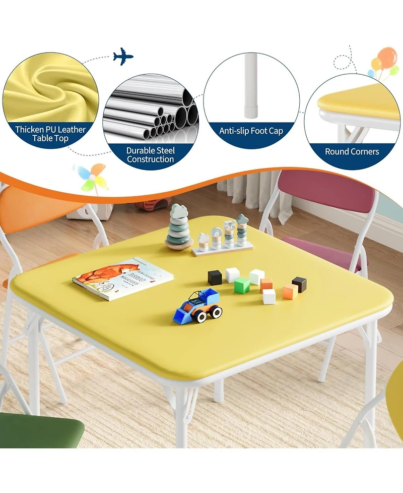 gaomon Folding Square Table and 4 Chairs Set, Lightweight Indoor Outdoor Dining Set, Collapsible Compact Table, Portable Chairs