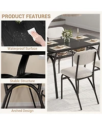 gaomon 5-Piece Dining Table Set for 4, Rectangular Table with Storage Rack, Boucle Dining Chairs