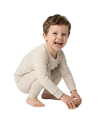 Motette Toddler Boys Oatmeal Stripe Bamboo Pajama Set