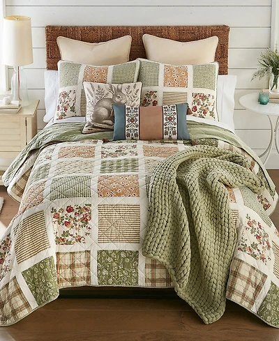 Donna Sharp Peach Rose Cotton 3-Pc. Quilt Set, Queen