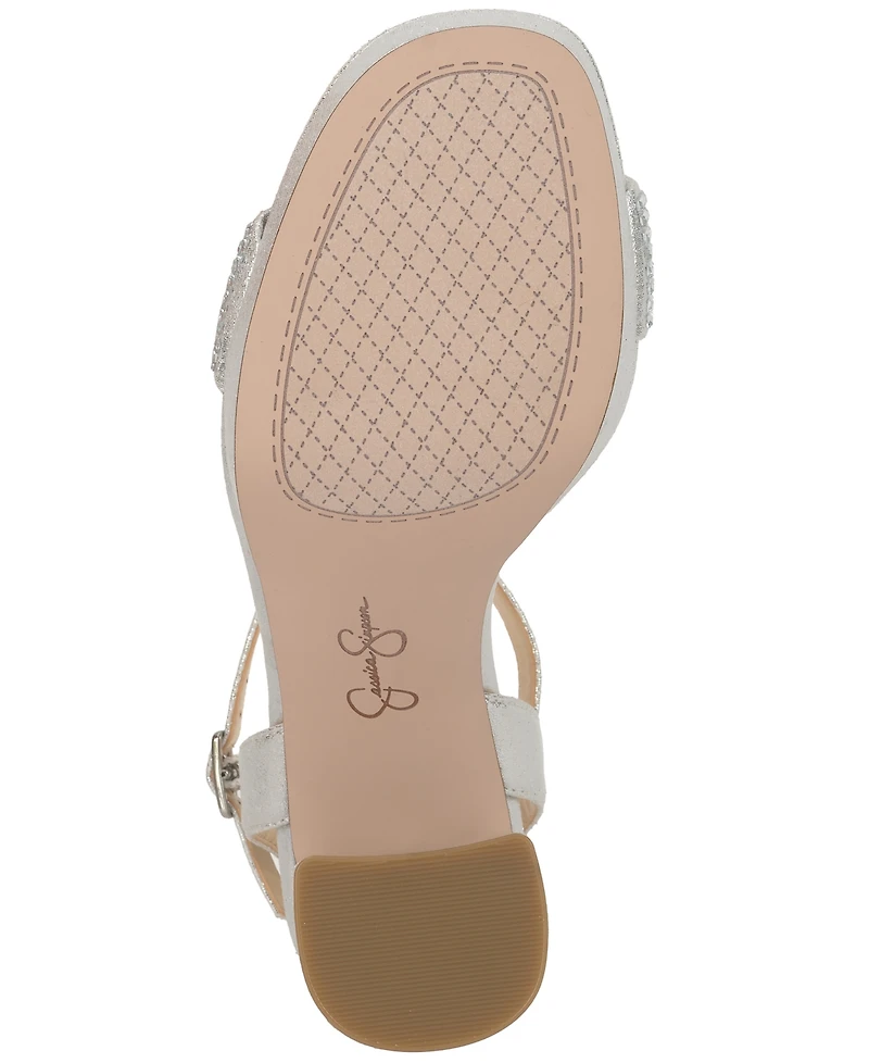 Jessica Simpson Women's Skilia Platform Block Heel Rhinestone Sandals