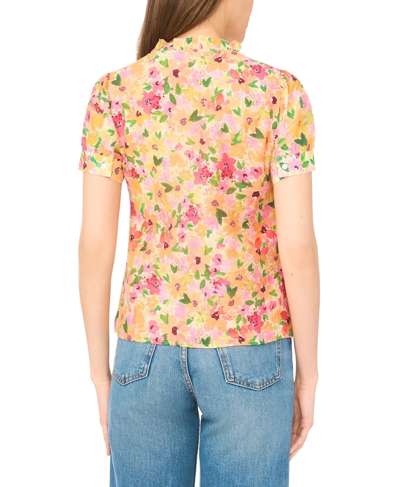 CeCe Women's V-Neck Ruffle-Trim Top