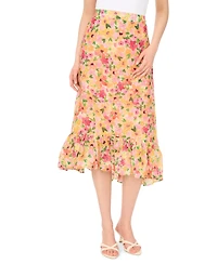 CeCe Women's Floral High-Low Midi Skirt