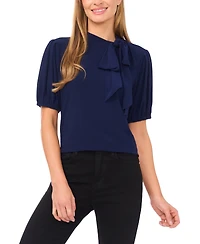 CeCe Women's Short-Sleeve Tie Neck Bow Detail Top