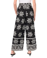 CeCe Women's Printed Wide-Leg Pull-On Cotton Pants