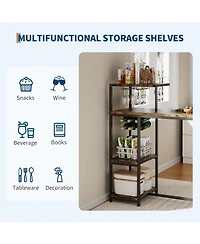 gaomon 3-Piece Expandable Dining Table Set for 2, Compact Bar Height Table w/Storage & Wine Rack, Ideal for Small Kitchens