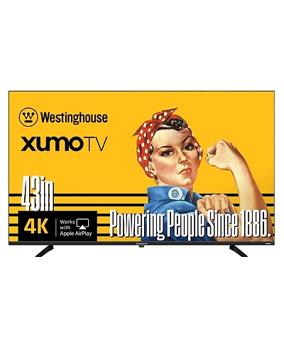 Westinghouse 43-inch Smart Tv, 4K Uhd Xumo Tv w/ HDR10, Voice Remote, Dolby Vision, Edgeless, Flat Screen Led Television w/Apple Home kit