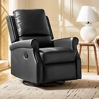 Hulala Home Philip 38" Traditional Faux Leather Swivel Rocker Manual Recliner