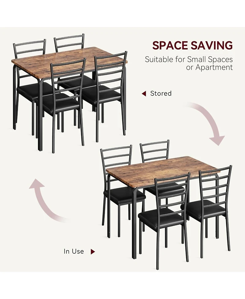 gaomon 4-Piece Modern Square Dining Set, Upholstered Chairs, Space-Saving Kitchen Table for Small Apartments