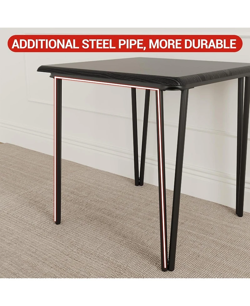 gaomon 2-Person Space-Saving Small Square Wood Dining Table Set, Upholstered Seats, Compact for Apartments, Breakfast Nook