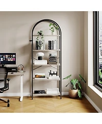 gaomon 5-Tier 70.8" Tall Arched Bookshelf, Open Display Shelf with Metal Frame, Storage Rack for Bedroom or Home.