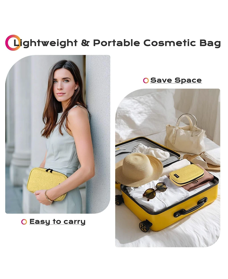 Byootique 4in1 Rolling Makeup Case with 2 Makeup Brush Bag, Cosmetic Train Case on Wheels for Makeup Artist Travel Hairstylist