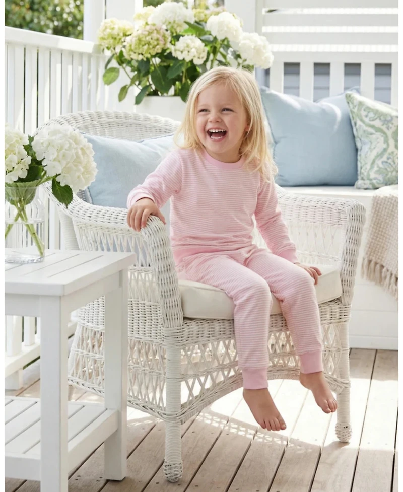 Motette Toddler Girl's Peony Stripe Lounger Bamboo Sweatsuit