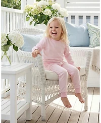 Motette Toddler Girl's Peony Stripe Lounger Bamboo Sweatsuit