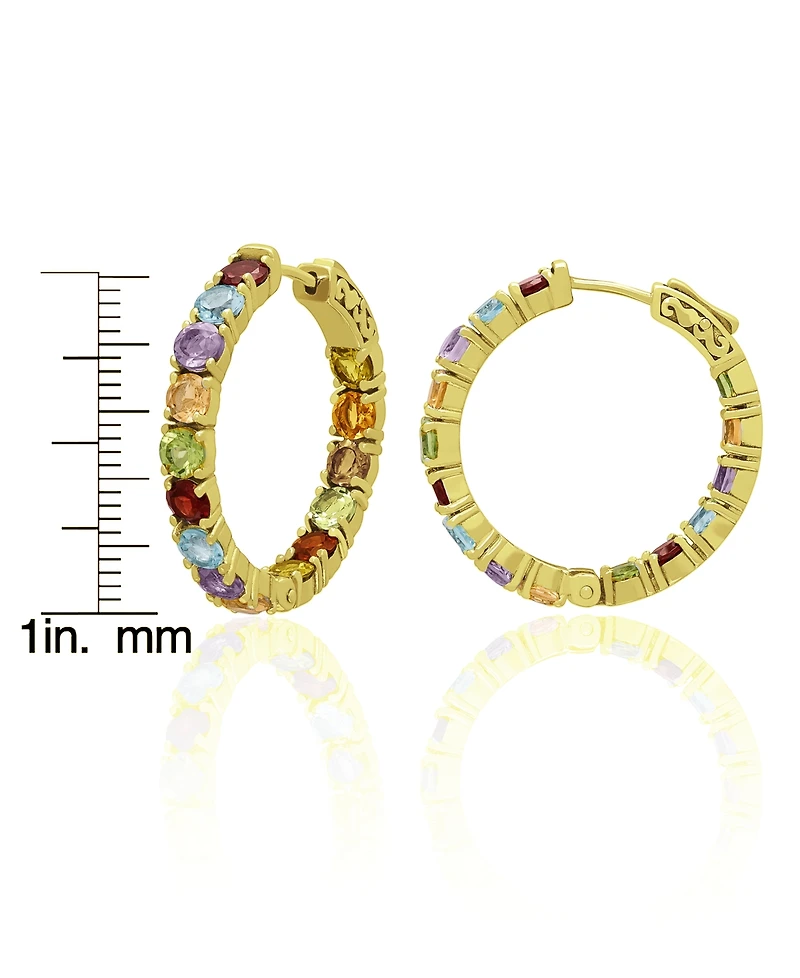 Macy's Multi-Stones Inside-Out Hoop Earrings (7-5/8 ct. t.w.) in Sterling Silver