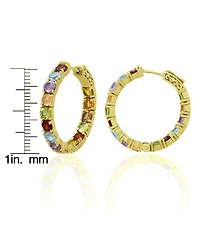 Macy's Multi-Stones Inside-Out Hoop Earrings (7-5/8 ct. t.w.) in Sterling Silver