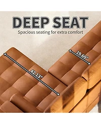 gaomon 88.9" L-Shaped Leather Sofa with Chaise, Mid-Century Modern 3-Seater Couch