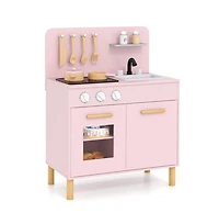 Hongge Kids Kitchen Playset with Cooking Accessories and Storage