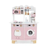 Hongge Wooden Kids Kitchen Playset with Coffee Maker for kids